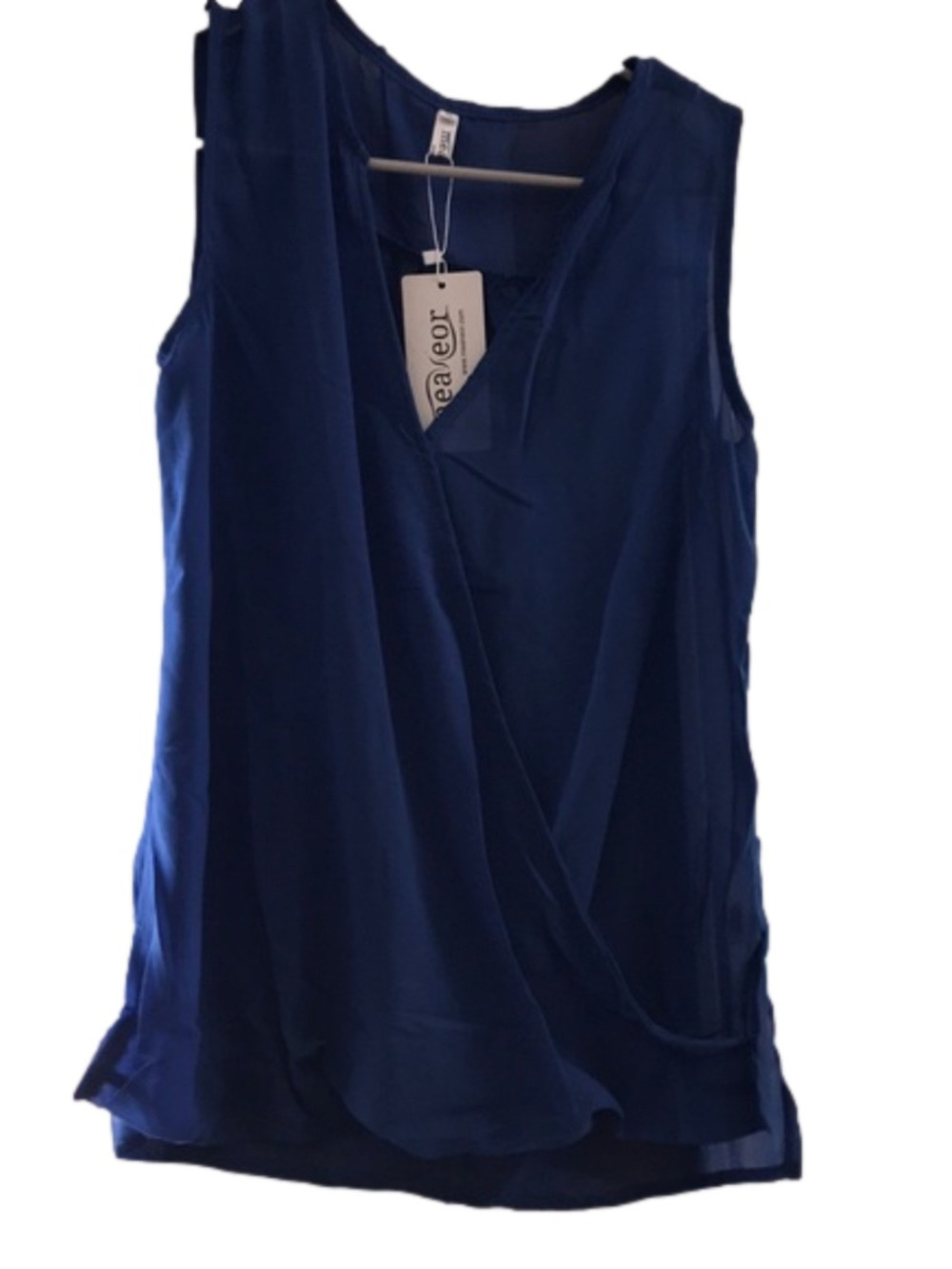 NWT sheer blue sleeveless blouse S